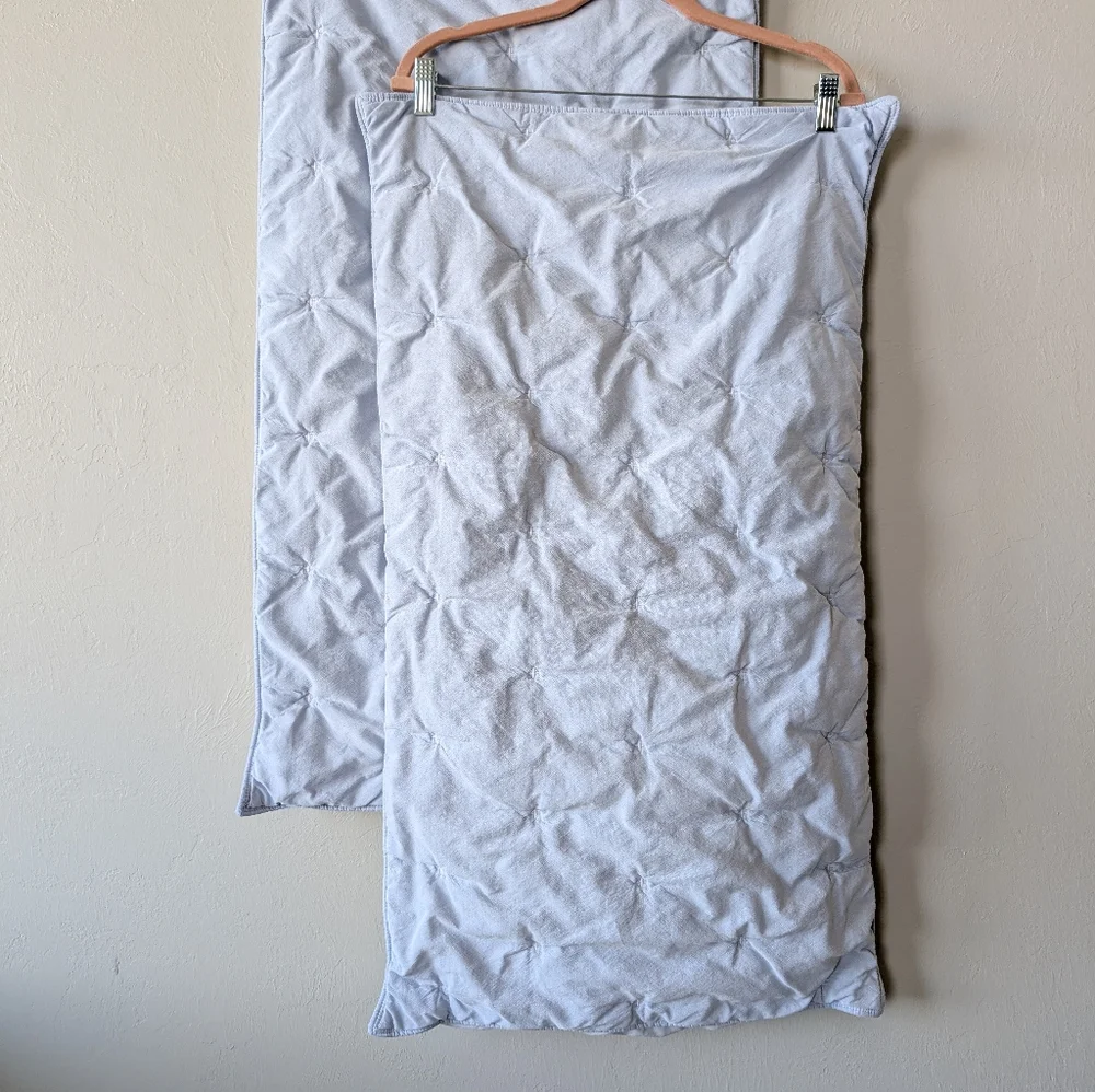 West Elm Light Blue Matelassé Quilted Pillow Covers 20x36 Puckered Cloud King